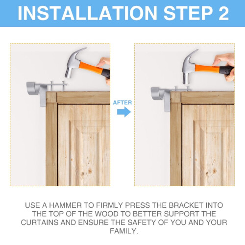 Curtain Rod Holders No-Drill Silver 4-Pack 2