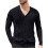 Ανδρικό Μονόχρωμο Πλεκτό Ζακέτα με V-Neck, Σχέδιο Ζακάρ, Μακρυμάνικο Πουλόβερ, 2