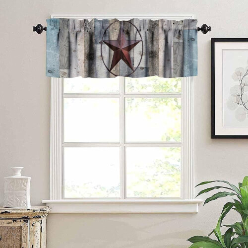 Ρουστίκ κουρτίνα Texas Star Valance, 54x18in, με τσέπη με ράβδο, επένδυση παραθύρου 2