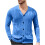 Ανδρικό Μονόχρωμο Πλεκτό Ζακέτα με V-Neck, Σχέδιο Ζακάρ, Μακρυμάνικο Πουλόβερ, 2