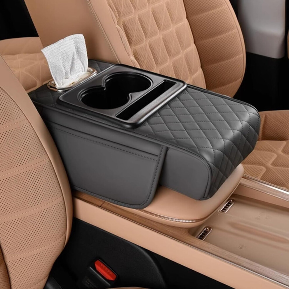 Multifunctional Pu Leather Car Armrest Box Mat, Universal Armrest Cover With Comfortable Wrist Rest & Storage Design For Most Car Models 9152228703681