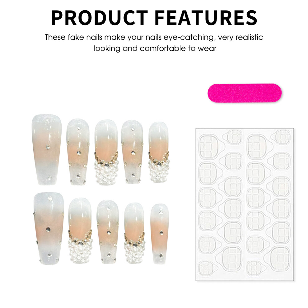 Dachuang Beauty (L) Pearl Gradient Fake Nails - Durable & Comfortable