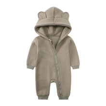 Baby-Body mit Bärenohren, Kapuze, Baumwolle, 0-24 Monate, Unisex, Langarm, einfarbig, kuscheliges Design für Spielzeit und Alltag