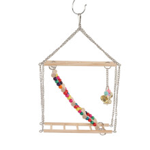 Colorful Wooden Bird Swing Toy, Beads, Hanging Cage Accessory 22x7cm