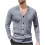 Ανδρικό Μονόχρωμο Πλεκτό Ζακέτα με V-Neck, Σχέδιο Ζακάρ, Μακρυμάνικο Πουλόβερ, 2