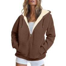 Geansaí le hoodie lomra tarraingthe le sreangán do mhná, geansaithe le zipper, seaicéid fhada-mhuinchille ócáideacha, geansaí le pócaí.