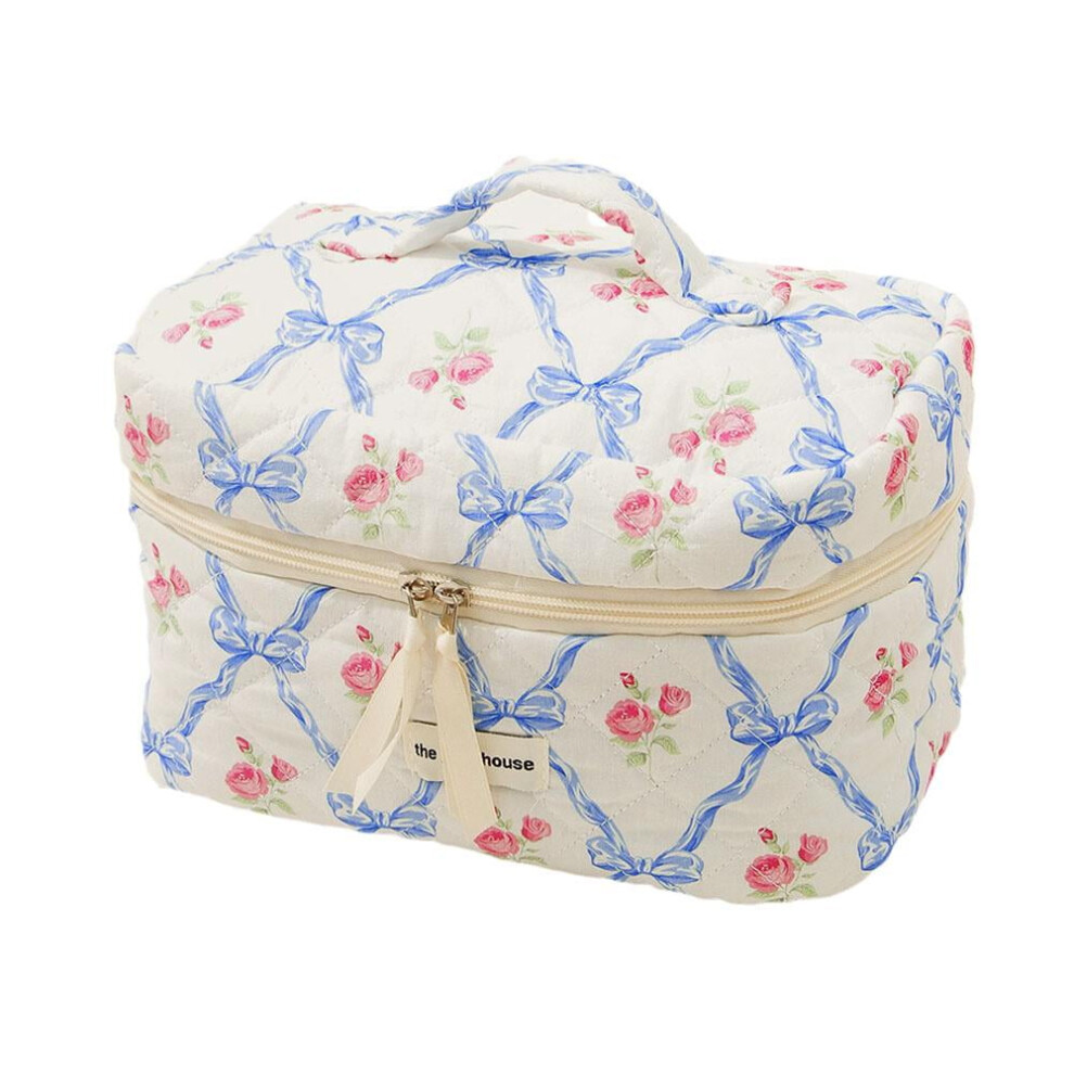 ZHXXCUM WNPXQNT Bow Cosmetic Bag Set 3Pcs Quilted Pouches for Toiletries Travel Makeup Cute Aesthetic