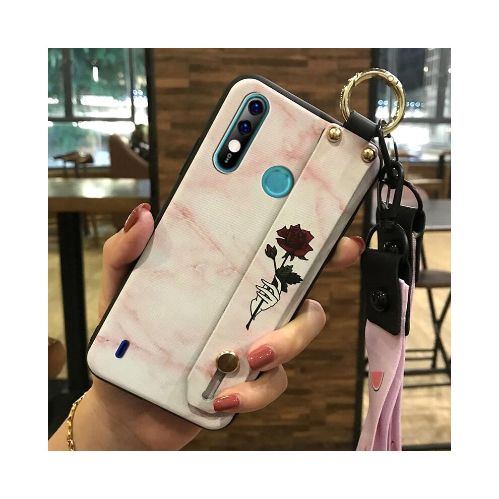 Phone Case For Itel A56/A56 Pro Â Shockproof, Dust-Resistant, Flower Design With Lanyard, Kickstand & Wrist Strap 9193271199922