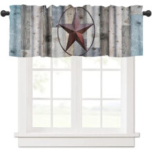 Rustic Texas Star Valance Curtain, 54x18in, Rod Pocket, Farmhouse Kitchen/Living Room/Bathroom Window Treatment