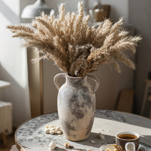 Ceramic Vase with Handles Rustic Vase for Home Decor 2