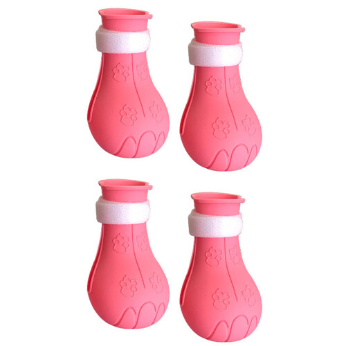 4PCS Silicone Cat Foot Covers, Adjustable Pink Protective Claw Guards