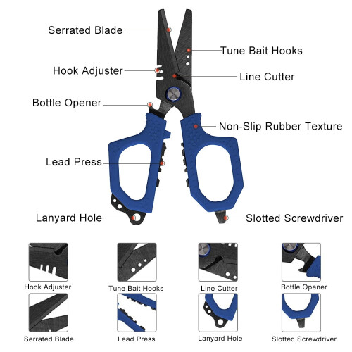 Fishing Scissors Dual Serrated Blades Molybdenum Vanadium 1