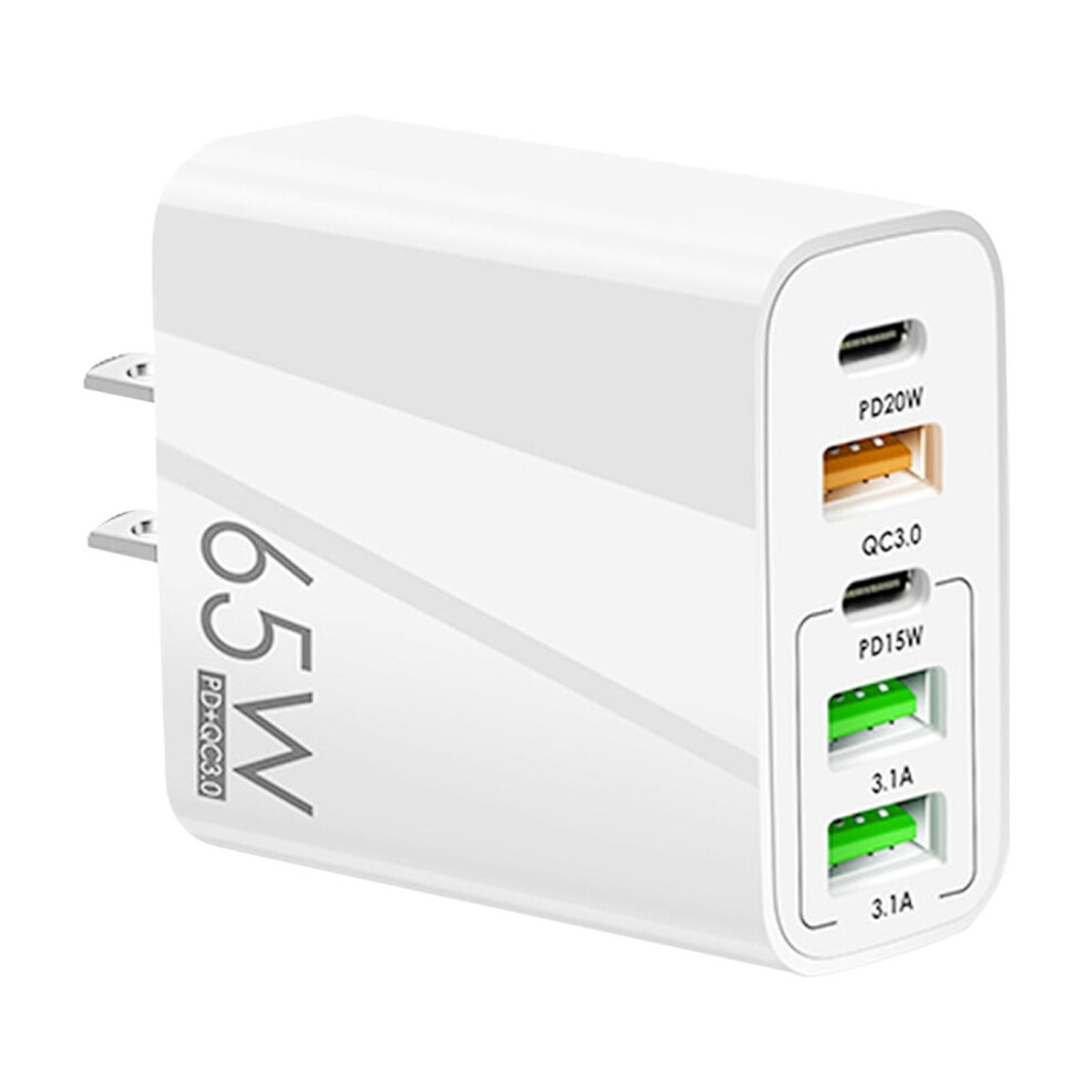 65W Quick Charge Mobile Phone Charger, 3.1A Type-C Qc & Pd, 5-Port Usb Multiport Charger For Us/Uk/Eu Â Compatible With Qc/Pd Devices 9193271202165