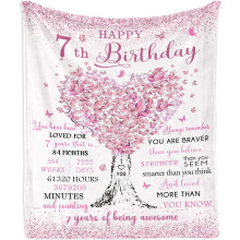 Couverture cadeau d'anniversaire pour une fille de 7 ans – 127 x 152 cm, compatible avec les chambres d'enfants