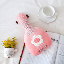 Guitar-Shaped Pillow Pink 14.5 Inches