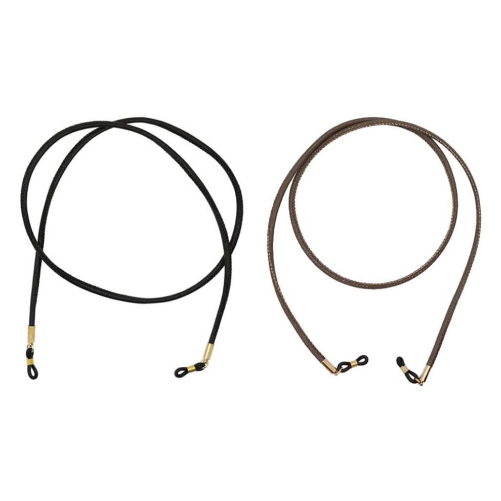 2x PU Leather Stripe Eyeglasses Chain Holder Retainer Spectacles Rope Neck Cord