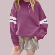 Kids Fleece Hoodie with Pockets and White Striped Sleeves