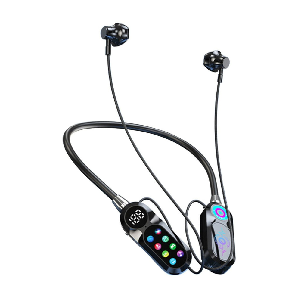 Bluetooth 5.49 Neckband Earphones - Anc Noise Cancelling Led Display 100H Playback Karaoke Mode With Tf Card Slot & Voice Changer (Black) Black 9165521842896