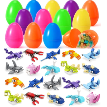 20pcs Easter Egg Building Blocks with Marine Animals – Easter Basket Stuffers, Classroom Prizes & Party Favors for Kids