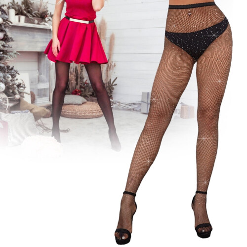 Γυναικεία καλσόν Huonawei Tights με αστραφτερό δίχτυ ψαρέματος, κάλτσες με κοίλο 2
