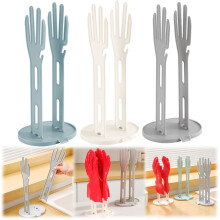 3-Pack Kitchen Glove Holder Stand – Reusable Drying Rack for Dish Gloves & Rags, Compatible with Rubber Mittens, White/Blue/Grey