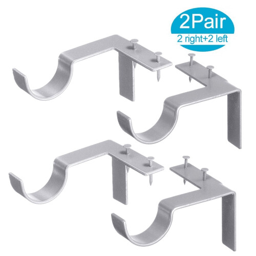 Curtain Rod Holders No-Drill Silver 4-Pack