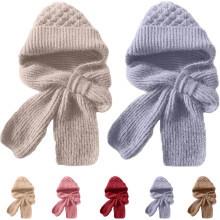 Winter Versatile Knitted Hooded Scarf for Women Integrated Ear Protection Windproof Cap Scarf Hat Hat Scarfs All in One for Cold Weather Use