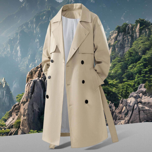 Ανδρική Casual Trench Coat Ανδρική Φθινοπωρινή Χειμερινή Ραφή Διπλή Trench Coat Μεσαίου 1