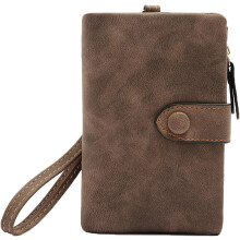Womens Small Leather Wallet, RFID Bifold Ladies Wristlet with Card Slots id Window Zipper Coin Purse