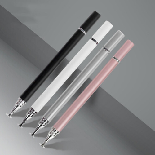 Penna per tablet 2 in 1 con punta a disco e penna a sfera per dispositivi touchscreen, ideale per strumenti e ufficio (nera). 1