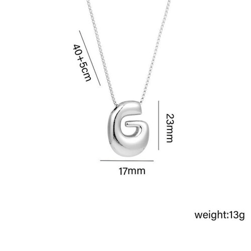 Bubble Letter Necklace Silver Gold Initial Pendant 1