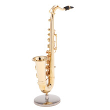 1/12 Saxophone Model Mini Alto Saxophone Tenor Decor with Case Miniature Dollhouse Model Musical Instrument, for Children Kids Gifts