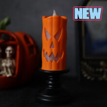 2/4/6PCS Halloween LED Pumpkin Candlestick Lights - Electronic Flameless Skeleton Candle Decorations for Home, Party (Orange/White)