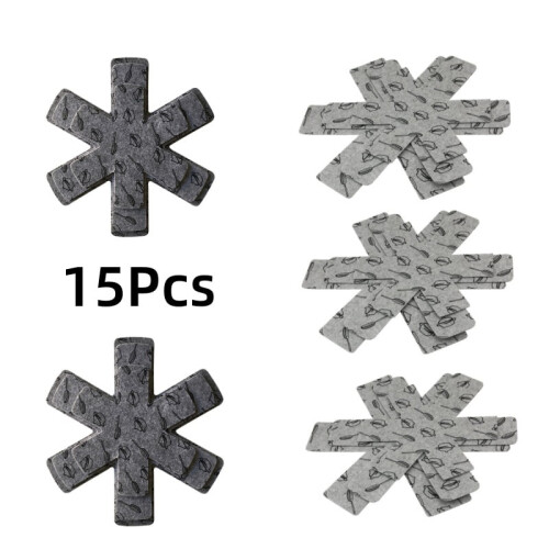 15 Piece 【Non-Woven Pan Protector Set】3-Size Stackable Cookware Separators - Scratch Prevention & Space Saving