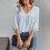 Women's V-Neck Flowy Blouse Three-Quarter Sleeves 8
