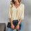 Women's V-Neck Flowy Blouse Three-Quarter Sleeves 5