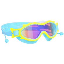 Kids Swim Goggles 1 Pack Swimming Goggles for Children Boys & Girls Age 3-16 UV Protection Anti-Fog Leak Proof Wide View Blue+Yellow Rim