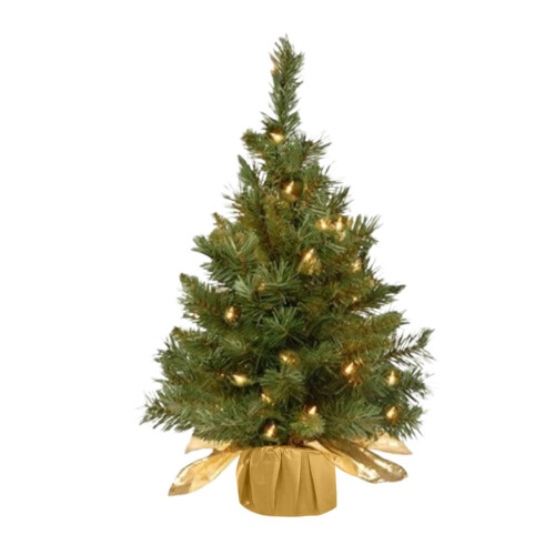 Pre-Lit Mini Christmas Tree with Warm White LEDs PVC PE 1