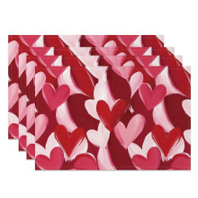 Pink Valentine Placemats Set of 4, 12x18 inch