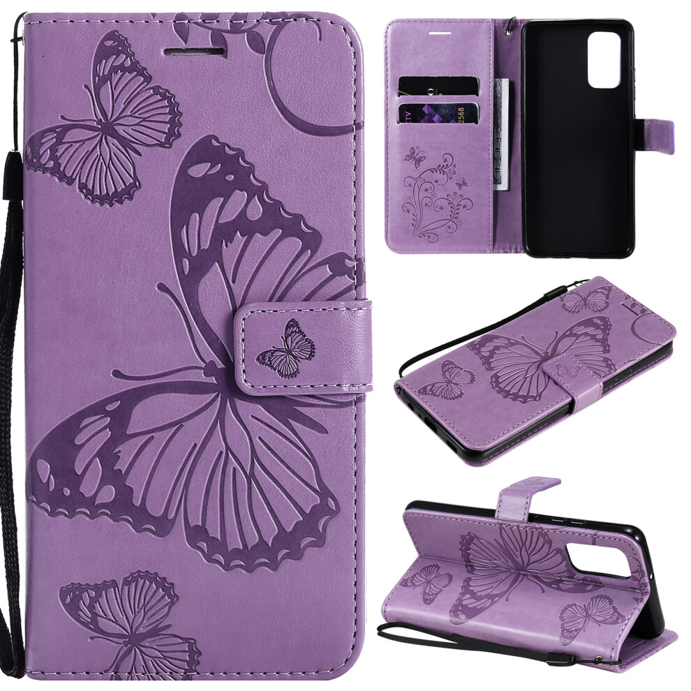 Compatible With Samsung Galaxy A32 5G Wallet Case Â Embossed Butterfly Pu Leather Folio With Stand, Card Holder & Hand Strap Purple 9170372294985