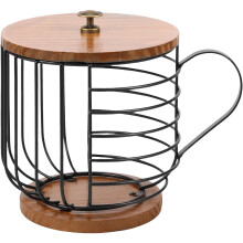 Rustproof Coffee Pod Holder with Wood Base & Lid – Space-Saving Organizer for Home, Kitchen, Office – Compatible with Nespresso