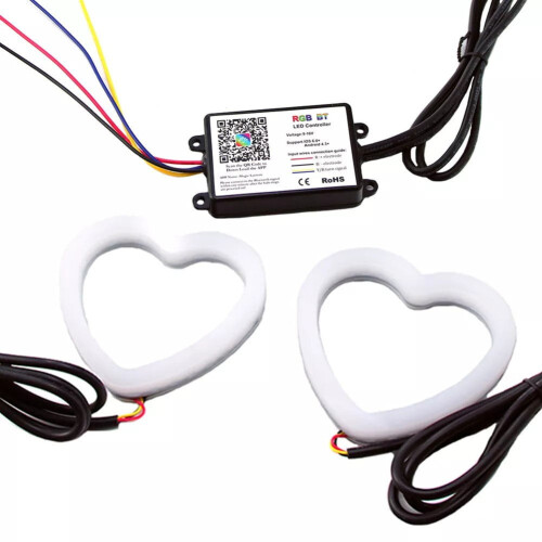 2Pcs Rgb App Control Dynamic Ring Led Turning Signal Ligth 2