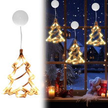 3PC Christmas Snowflake Window Curtain Lights Christmas Tree Bell Star LED Lights Indoor Christmas Decorations for Window Wall Bedroom,Yellow,8.3,C
