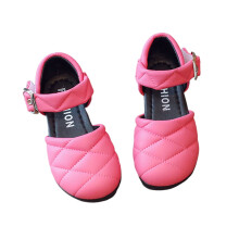 Outdoor Summer Sandals for Girls Dress Shoes Flower Girl Shoe Mary Jane Low Heels for Wedding Hot Pink 34