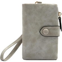 Womens Small Leather Wallet, RFID Bifold Ladies Wristlet with Card Slots id Window Zipper Coin Purse