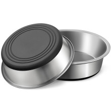 Stainless Steel Dog Bowls Set of 2 – Anti-Rust, Non-Slip Rubber Base, BPA-Free, Food & Water Bowls for Small Dogs (17oz, 2.1cup)