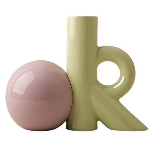 Modern Ceramic OK Letter Vase, Creative Dopamine Ceramic Flower Vases