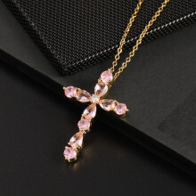 Cross Pendant Necklace for Women Color Zircon Droplet Geometry for Women Jewelry Valentines Day