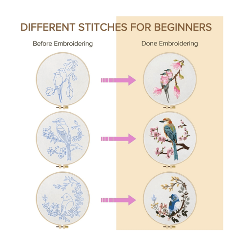 Embroidery Kit for Beginners with Patterns 4 Pack 1