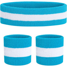 Sweatband Set Sports Headband Wristband Set Sweatbands Terry Cloth Wristband Wrist Sweatband Headbands Moisture Wicking Sweat Absorbing Head Band